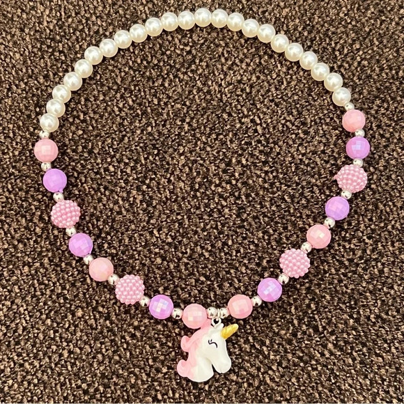 Unicorn Charm Beaded Necklace for Little Girls Children Jewelry Kids Gift - Picture 2 of 5